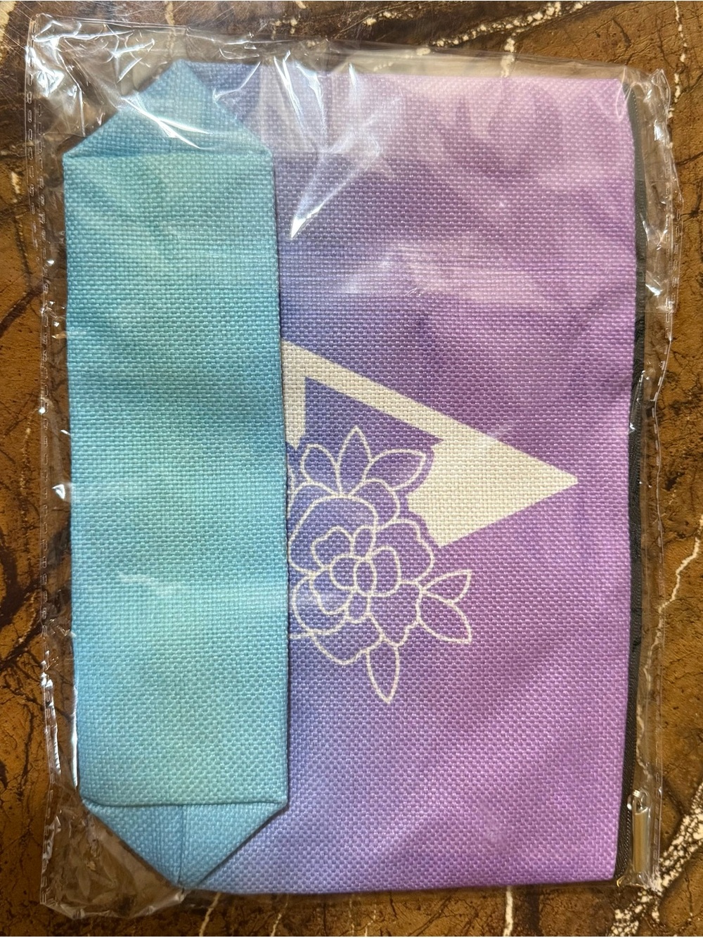 Floral Monogram 'A’ Cosmetic Pouch - Blue to Purple - Picture 2 of 2